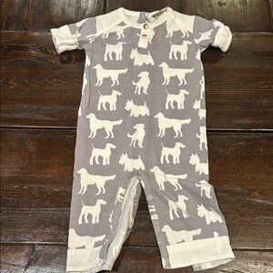 Gray Dog Print Baby Romper